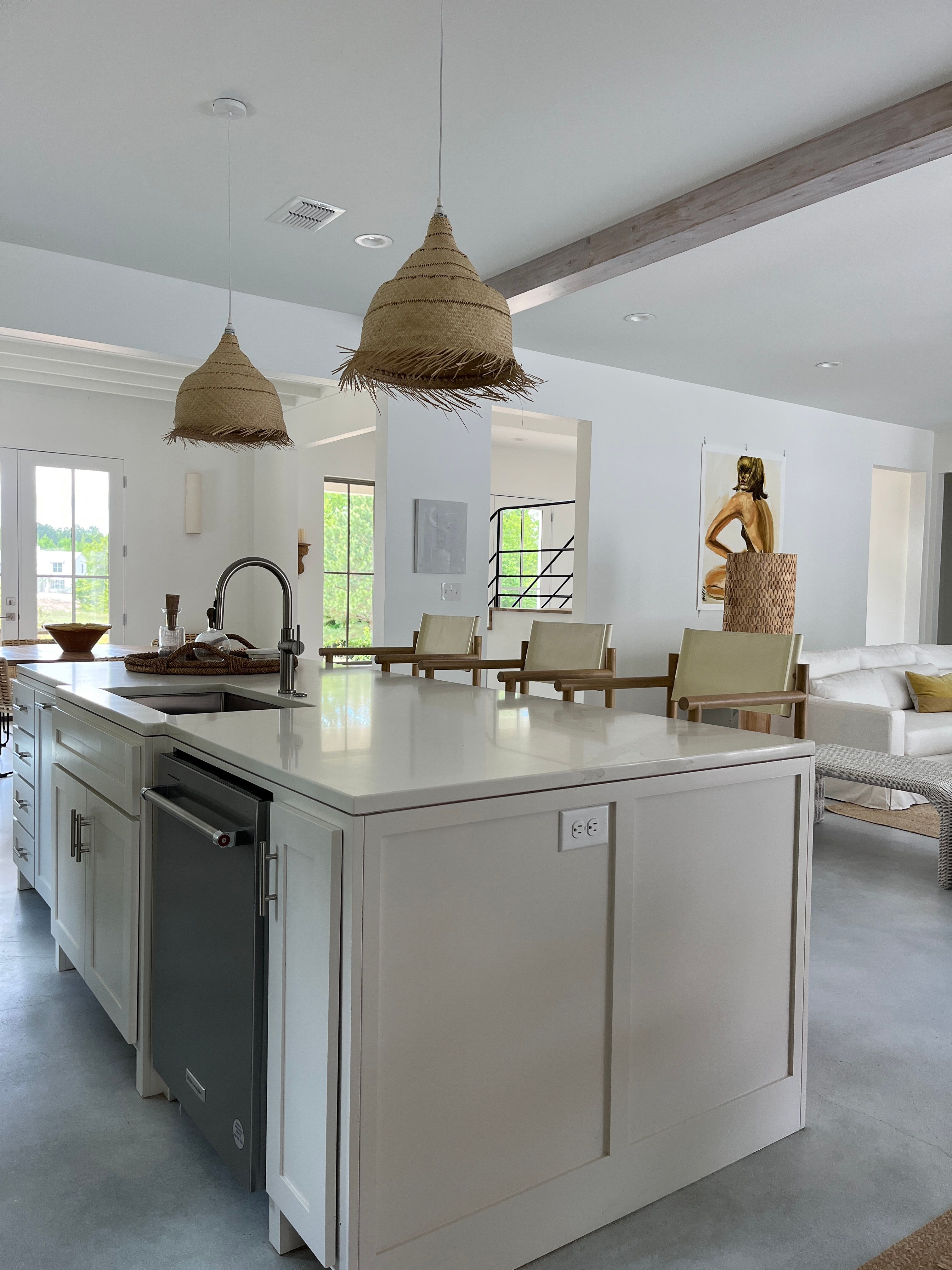 Kitchen island and dining area